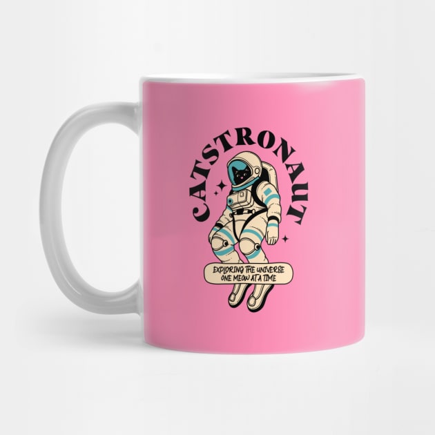 Astronaut Black Cat in pink by The Charcoal Cat Co.